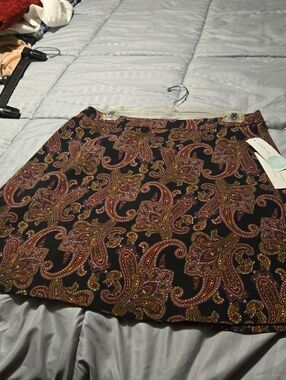 Margaret M Black Paisley Mini Skirt with Purple & Gold Accents